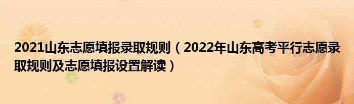 平行志愿录取规则及填报技巧(高考平行志愿录取规则及填报技巧)