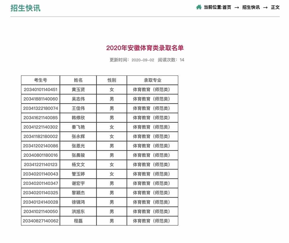 安徽职业技术学院录取名单(安徽职业技术学院官网录取名单)