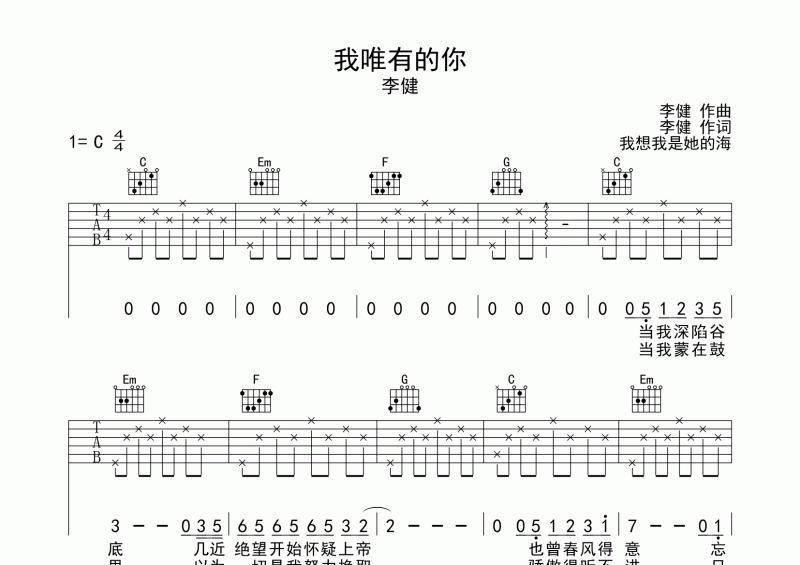 你还要我怎样吉他谱(你还要我怎样吉他谱c)