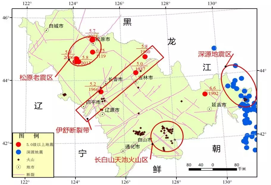 吉林地震 吉林地震带分布图