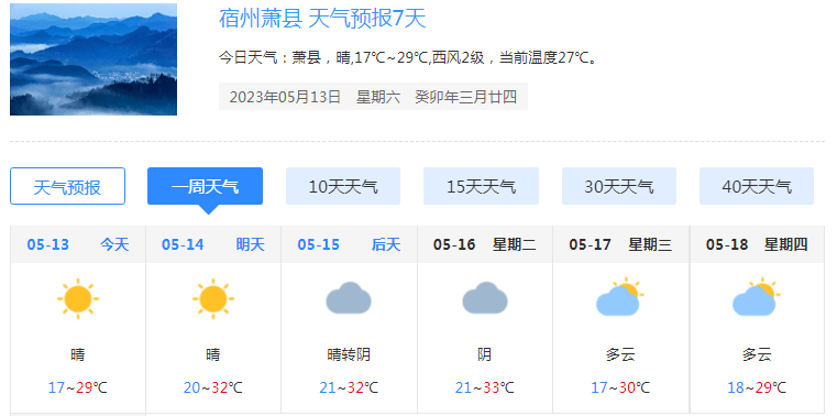 安徽近几天天气预报 