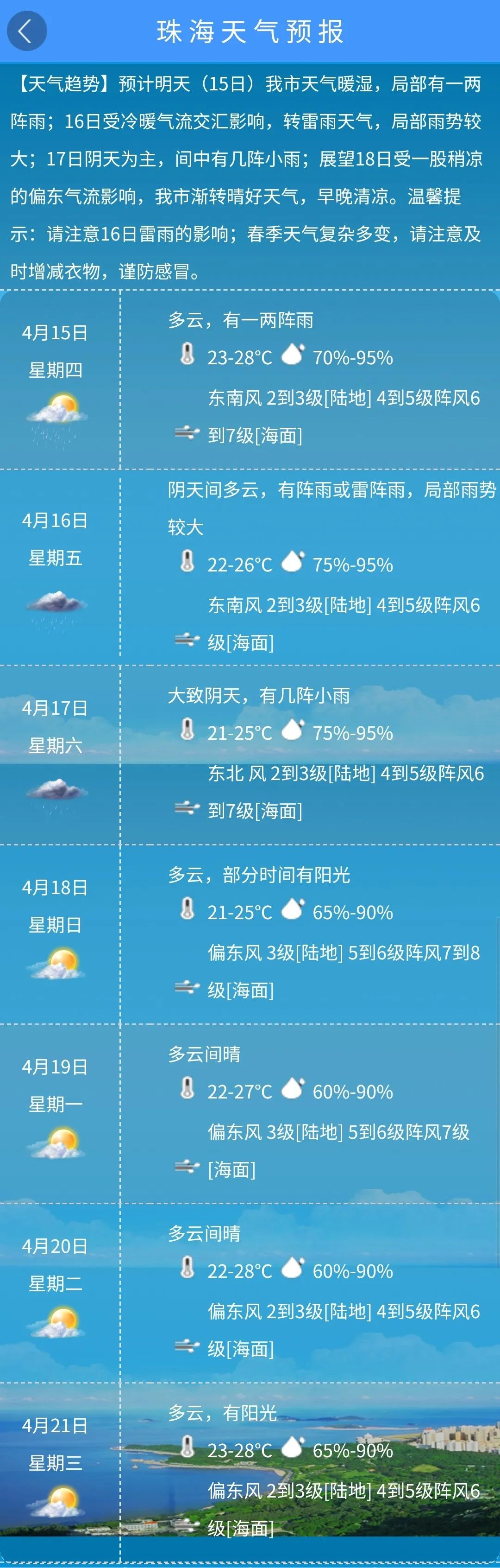 珠海天气 珠海天气湿度