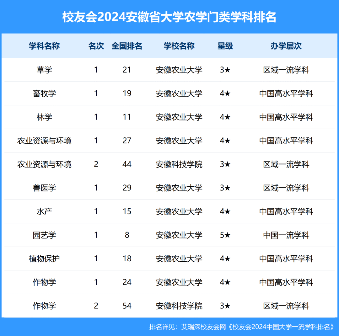 安徽省本科大学排名 